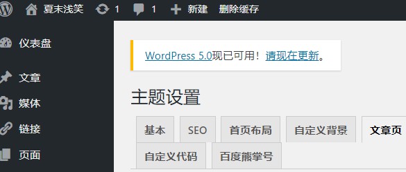 WordPress升级为5.0-夏末浅笑